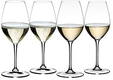 RIEDEL Wine Friendly 003-Weißwein/Champagner Weinglas, 4er Set,Kristallglas,maschinell gef.