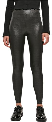 Urban Classics Legging Glamour Taille Haute pour Femme Pantalon de Yoga, Noir Scintillant