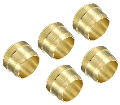 PATIKIL 5 Stück Messing-Klemmhülsen, 10mm Rohr-Außendurchmesser Klemmringverschraubungen Klemmverschraubungs-Sortiment-Kit