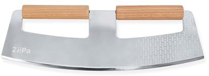 ZiiPa • Coupe-Pizza POZZELLO • Grand Format à Bascule • Lame Inox Ultra Tranchante • Manche en Bois Ergonomique • Découpe Facile, Rapide et Précise