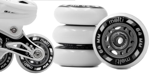 Molti hjul med kullager MOLTI ABEC9 4-pack inomhus/utomhus rullskridskor hjul inlines fritid kul 64 x 24 mm vit