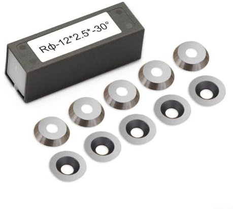 HpLive 10 pièces 12 mm CNC en métal dur Plaques de coupe réversibles Burin rond Fraise Bois Tour Outil de tournage pour burin de tournage