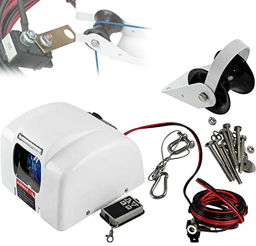 YANDDEA Treuil d'ancre électrique pour Bateau, Ancre Marine Fonctionnelle pour Bateaux pontons de pêche, kit de guindeau de Bateau d'eau salée, treuil d'ancre avec télécommande sans Fil, 11,3 kg