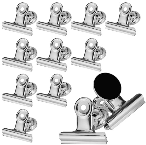 Poppstar 12x Magnetiska Klämmor (magnetklämmor, med en långsträckt klämma 50mm), förnicklad, silver
