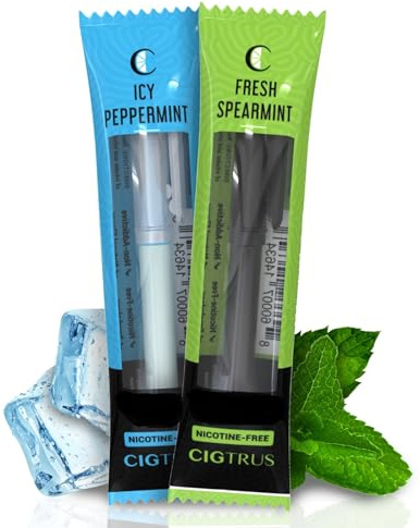 Cigtrus Smokeless Air Inhaler - Tobacco-Free, Nicotine-Free, & Non-Electric | Oral Fixation Relief Aid | Habit Replacing Breathing Stick | 2 Pack (ICY Peppermint & Fresh Spearmint)