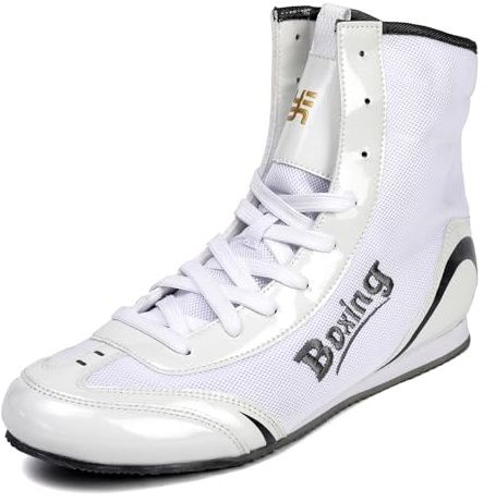ZHENSI Zapatos De Boxeo para Hombre Y Mujer Botas Deportivas Descalzas Planas Y Transpirables para Lucha Y Fitness,Blanca,37 EU