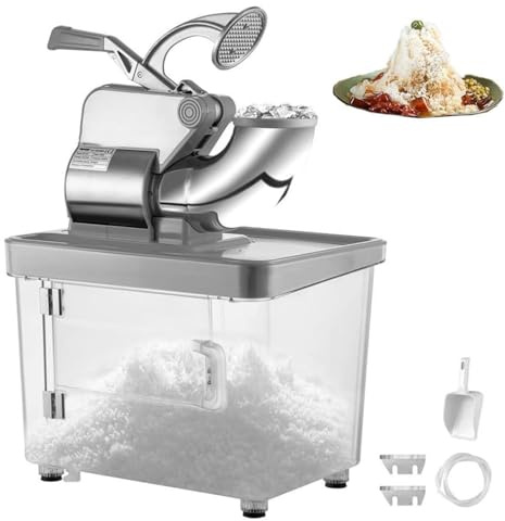 Trituradora de hielo eléctrica con cuchillas dobles de acero inoxidable, caja de almacenamiento de 4,4 L, máquina for hacer conos de nieve, máquina for afeitar hielo for restaurantes, bares, fiestas e