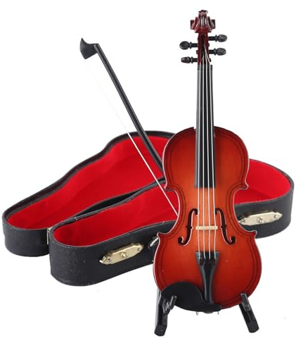 Figura di violino piccolo giocabile, strumento musicale, modello di violino fatto a mano (23 cm)