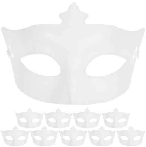Homoyoyo 10 Demi-masques Faciaux Vierges en Plastique Blanc, Légers et Portables, Adaptés pour Fêtes Masquées, Cosplay et Soirées à Thème, Surface Lisse Facile à Peindre, Ensemble de 10