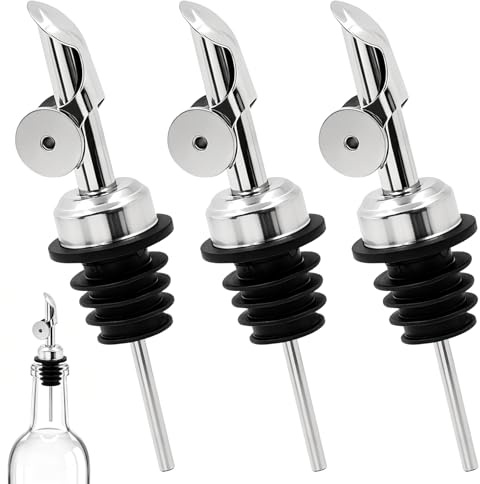 HVIHWI 3 vertedores para botellas con tapa automática, vertedor de aceite para aceite de oliva, vinagre, vino, a prueba de fugas