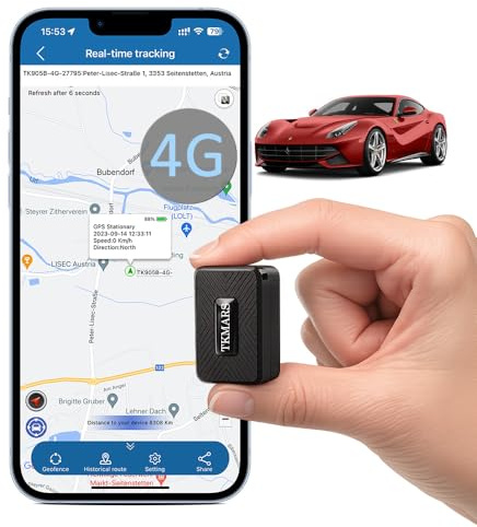 Mini Traceur GPS Voiture 4G TK913, Suivi en Temps Réel, Tracker GPS Aimanté Étanche avec Alarme Antivol SMS, APP Compatible Android iOS sans Abonnement pour Moto, Vélo, Bagage