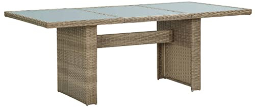 Generisch Garten-Esstisch Braun 200x100x74 cm Glas und Poly Rattan,Möbel,Gartenmöbel,Gartentische-310142
