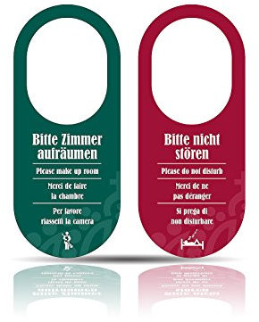 Kerafactum® – Targhette per porta “Bitte nicht stören/Si prega di non disturbare” in 4 lingue, stampate su entrambi i lati, lavabili, 2 pezzi