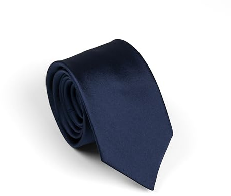 Remo Sartori - Cravatta Stretta Slim in Seta Tinta Unita, Larghezza cm 6, Made in Italy, Uomo (Blu Scuro)