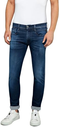 Replay Herren Jeans Anbass Slim-Fit Hyperflex Cloud mit Stretch, Dark Blue 007 (Blau), 34W / 32L