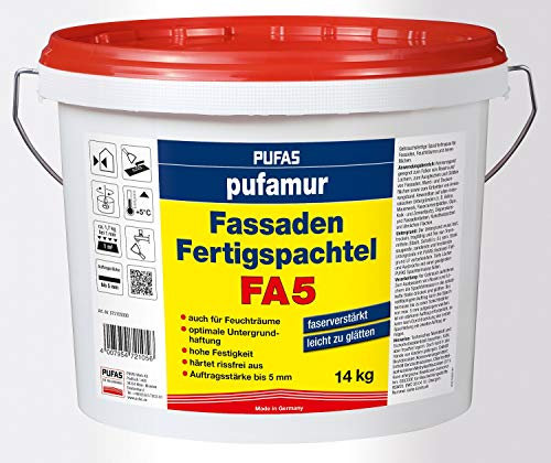 pufamur Wand Fassaden Fertigspachtel FA5 faserverstärkt für innen und außen - 14 kg Eimer