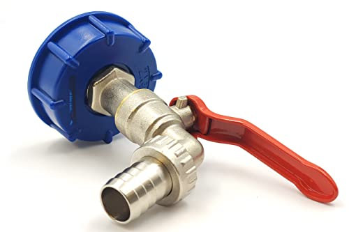 CALEIDO IBC Rubinetto a Sfera 3/4 per Serbatoio IBC 600/1000 L con connettore Tubo e Adattatore per Serbatoio Acqua piovana IBC Rubinetto per Serbatoio Pioggia Cromato Opaco