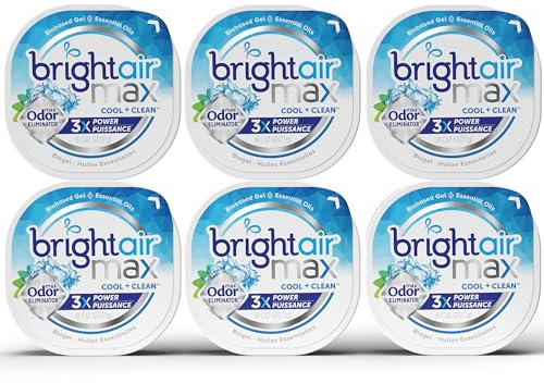 Bright Air Max Odor Eliminator Gel, Biobased Air Freshener, Cruelty Free, Cool and Clean Scent, 8 Oz Each, 6 Pack