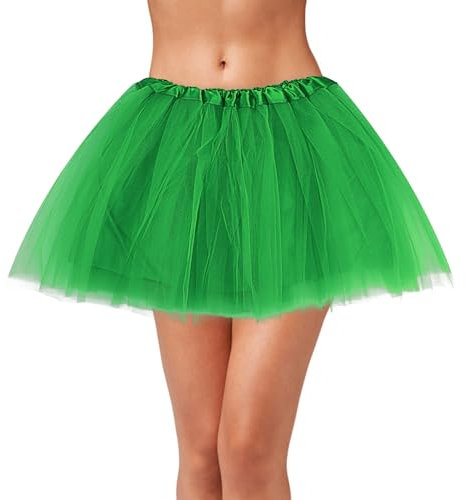 Tüllrock Damen Retro Tütü Rock Dreilagiger Tüll Tutu Rock für Erwachsene mit Futter 80er Jahre Neongrüner Tüll Rock für Halloween Rock Party Festival Feier