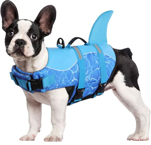 CITÉTOILE Gilet de Sauvetage pour Chien avec Poignée Bleu Vagues M
