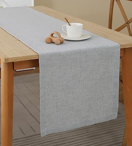 Tischläufer Leinenoptik Tischwäsche, Abwaschbar & Fleckenabweisend Table Runner, Läufer Tisch Deko Tischband Tafeltuch Tischtuch, Tischläufer Für Esszimmer Party Urlaub Dekoration (Grau,40 x 140cm)