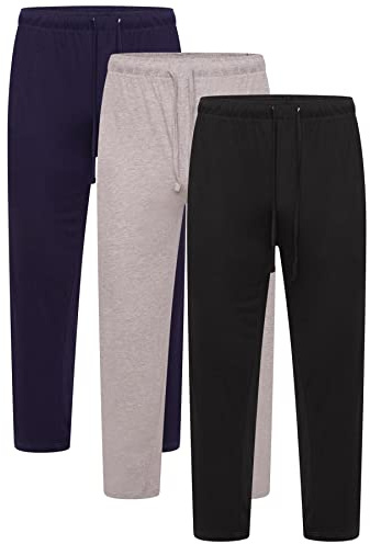 Keanu Mens Pack of 3 Lounge Pants | Cotton Pyjama Trouser Bottoms Jersey Night Wear Summer | Mens Sizes M - 2XL (Black/Navy/Grey - M)
