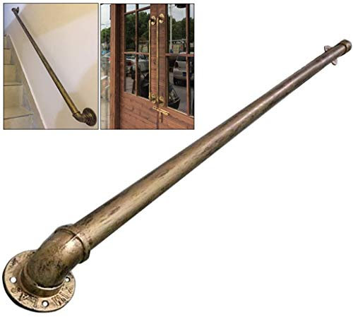 Pasamanos Industrial de Hierro Forjado para Escaleras Escalones de barandilla de barandilla, Pasamanos de Escaleras de Bronce Vintage para niños Mayores discapacitados Seguridad Interior Exterior (Tam