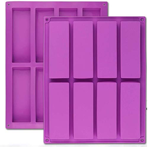 VENCILAZY 2Pack Rectangle Silicone Mold, 8-Cavity Food Grade Non-Stick Granola & Cereal Bar Maker for Energy Bars, Chocolate, Muffins, Brownies, Cornbread, Cheesecake & Pudding