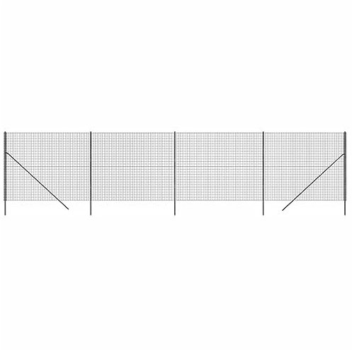 vidaXL Clôture en Treillis Métallique, Panneau de Clôture Décoratif, Barrière de Protection Jardin Patio Extérieur, Anthracite 1,4x10 m