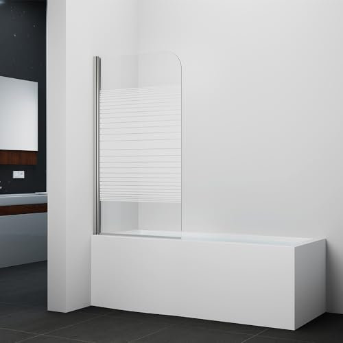 Marwell Badewannenfaltwand Pulse 1 80 x 140cm aus 6 mm Sicherheitsglas mit Aluminiumprofil