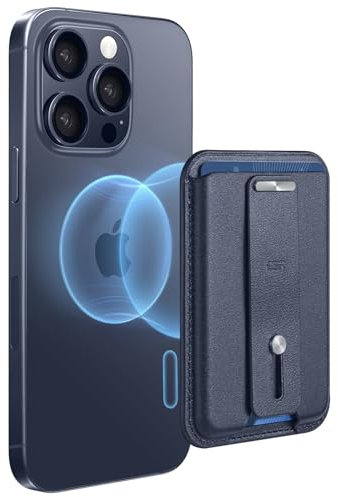 ESR para MagSafe Cartera, Soporte 3 Tarjetas, Cuero Vegano, Bucle Agarre Seguro, Wallet para iPhone Series 17/16/15/14/13/12 y Google Pixel 10/10 Pro/10 Pro XL, NO para 13/12 Mini, Azul Oscuro