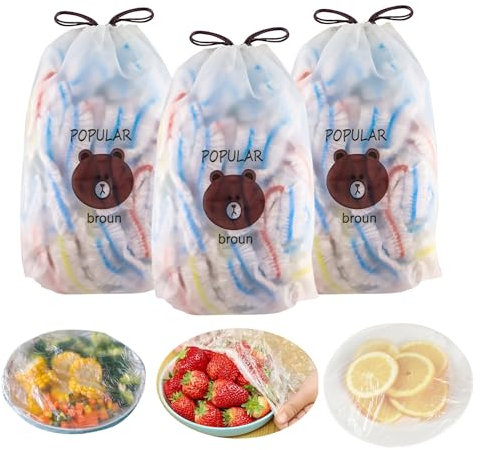 alwaiiz 300 Pièces Sac de Conservation Alimentaire, Transparente Sacs de Conservation Frais, Film Etirable Elastique en Plastique Jetable, Convient pour le Stockage des Aliments