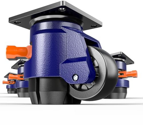 KOSTANZO Leveling Castor with Ratchet Handle - Total Capacity 1000kg - Heavy Duty Castor Wheels - Caster Wheels Set of 4 for Workbench, Heavy Equipment