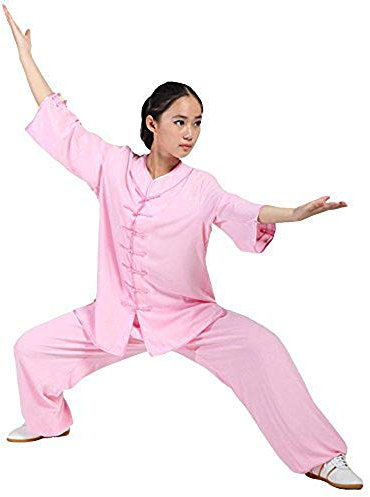 FGDIUCVN Kampfsportbekleidung Damen Kampfsport Tai Chi Uniform Kung Fu Kleidung Halbarm Wushu Anzug,Rosa,M