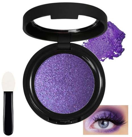 Ombretto singolo viola, ombretto metallico in polvere pressata, ombretto perlato altamente pigmentato, ombretti brillanti impermeabili a lunga durata con pennello a specchio, trucco occhi freddi