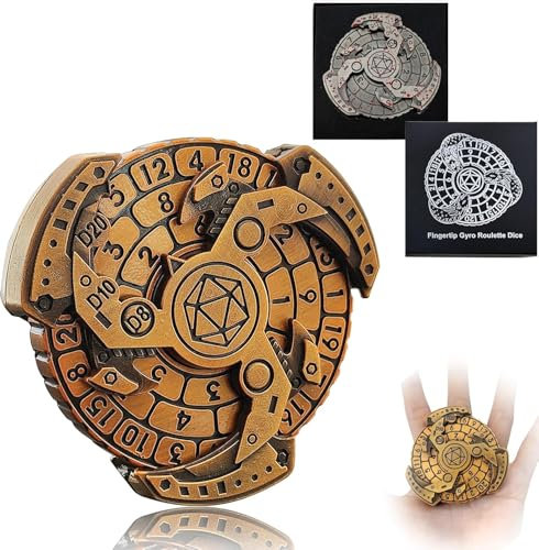 Dungeons och drake tärningsspinner, DND roulette tärningsspinner roterande dungeon tärning DND roulette, Dice Spinner med kub box roterande kub dungeons och dragons bordsspel (guld)