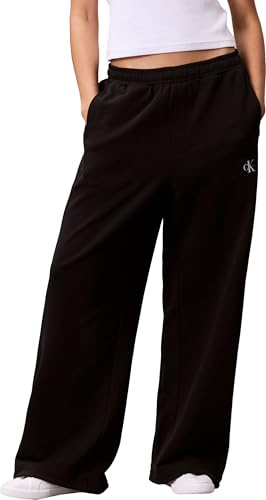 Calvin Klein Donna Pantaloni da Jogging French Terry Badge Logo in Cotone, Nero (Black), S