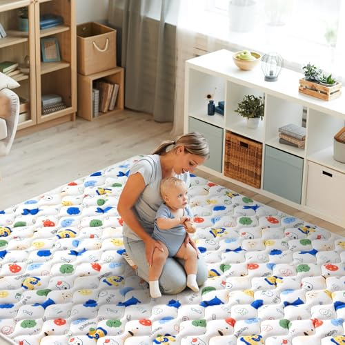 Ours à bulles Tapis D'éveil Bébé Pliable Epais 150x180cm-Tapis de Motricité Favorisant Le Développement Sensoriel-Antidérapant-Tapis De Jeu Pour Enfant Bebe Mousse Premium
