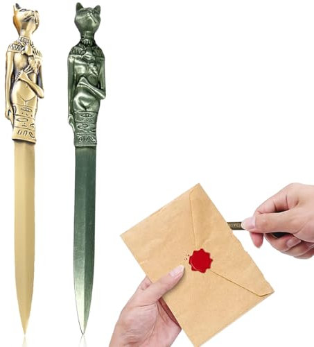 CJQRL 2 Stück Brieföffner, Brieföffner Edel, Brieföffner schwert, Brieföffner personalisiert, Vintage, Geschenk Geschenk für Familie, Freunde und Kollegen, Gold und Bronze(2)