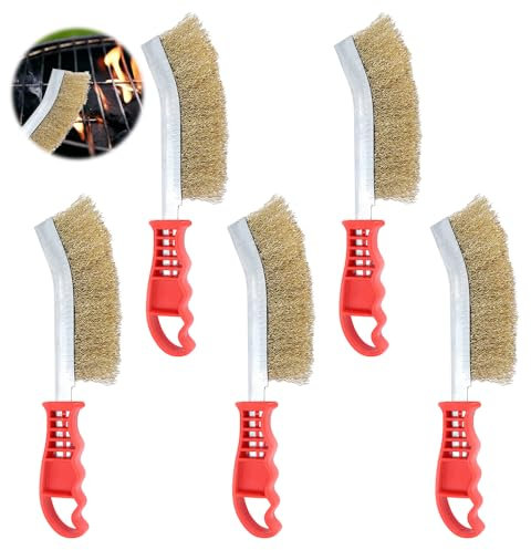 PLLYPE Cepillo de latón para barbacoa, 5PCS cepillos multiusos de latón, cepillo de alambre de latóns, para la limpieza de escorias de soldadura y óxido y residuos de barbacoa