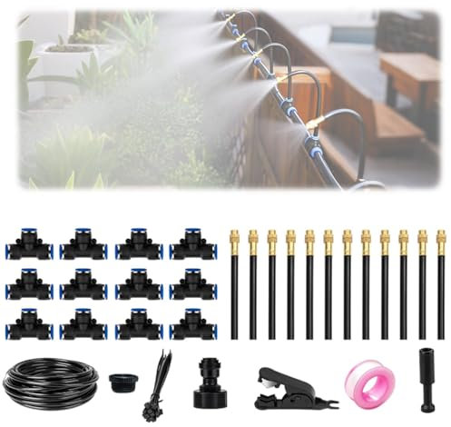 WRQIOO BewässerungsSystem Garten, 20M/65.6FT Automatische Garten Bewässerung Set, 360° Curved Bewässerungssystem Gewächshaus, Tropfbewässerungssystem für Balkon Flower Bed Terrasse Pflanzen