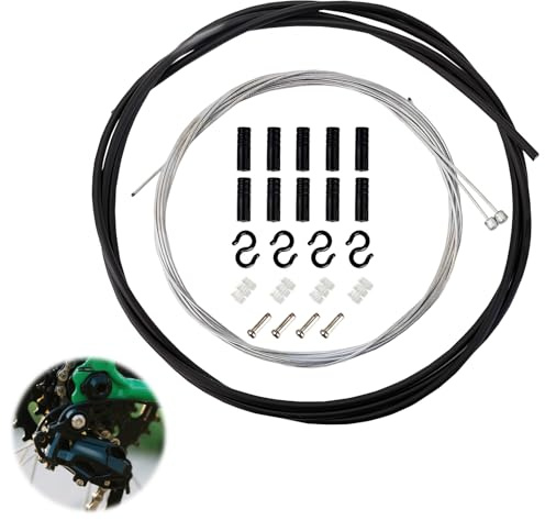 Fahrrad Schaltzug Set, Wefaly 2m Schaltzughülle mit Schaltinnenzüge Endhülsen KabelendkappenS-Haken und O-Ringe Universal Fahrrad Schaltzug Set für Mountainbike Rennrad Faltrad, Schwarz