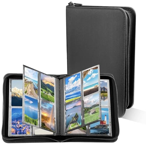 Dromzen 4 Pochettes Classeur Carte, Reliure à Collectionner, Album avec Fermeture Éclair, Livre Étanche pour Jeux de Cartes, Sports etc(16 Pages)