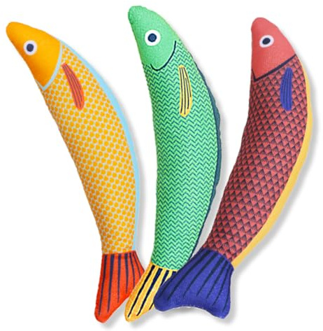 ZORVYN Jouets pour Chats (3 pièces), avec Herbe à Chat, en Forme de Poisson, avec Coussins à Herbe à Chat, Jouet Chat Poisson, Jouet pour Chat, Jeu Chat, Jouet Chaton, Jeux pour Chat Intérieur