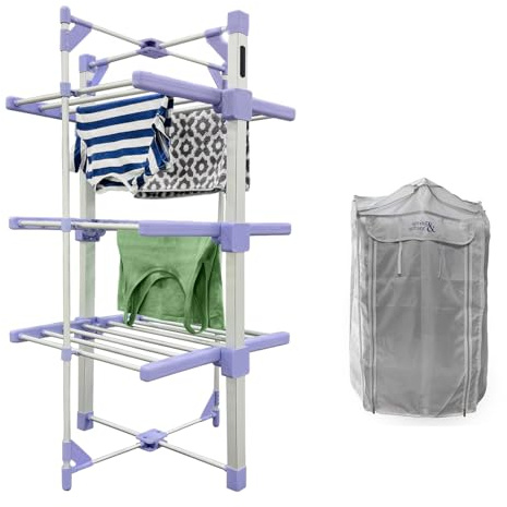 Spring & Spruce Speedi-Dry Tower Compact Clothes Airer with 3 Tiers - Fast & Effective - Energy Efficient - Large Capacity - Adjustable Temperature - Lightweight & Portable