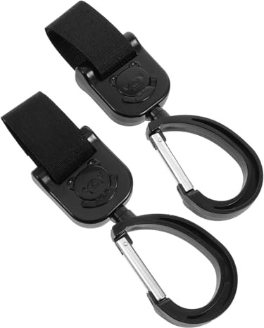 MUELODSIC Ganchos Giratorios Rotación 360 Grados 2 Piezas para Colgar Bolsas y Pañales Accesorios Ligeros de Aleación y Plástico para Cochecito de Ñiño