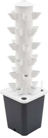 Cutycaty Tower Hydroponic Tower a 30 fori, 6 ripiani, kit per sistemi di coltivazione a torre idroponica, sistema di coltivazione idroponica con pompa per idratazione, adattatore e serbatoio