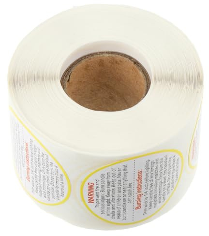 GLEAVI Autocollants de Sécurité pour Bougies en Pot, Étiquettes D’avertissement Rondes Autocollantes Imperméables, Autocollants Amovibles 500 Pièces pour Contenants, Étiquettes Adhésives
