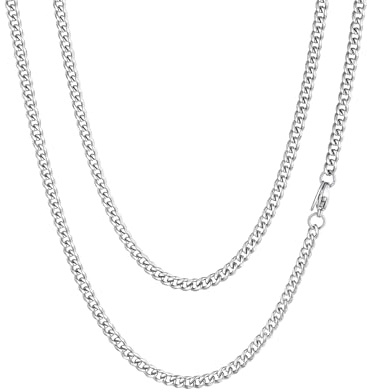 ChainsHouse Collana a catena a maglie cubane per uomo Catena a cordolo in acciaio inossidabile da 18 pollici di spessore 3 mm