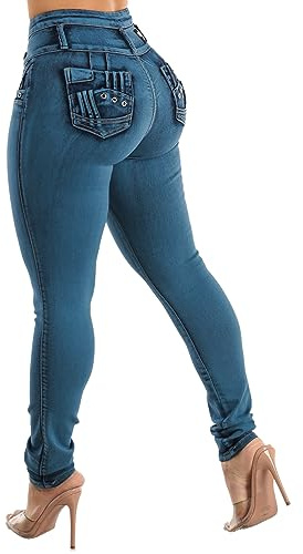 Moda Xpress Juniors Size Blue Acid Wash Mid Rise Push-Up Butt Lifting Stretchy Skinny Jeans 10192C